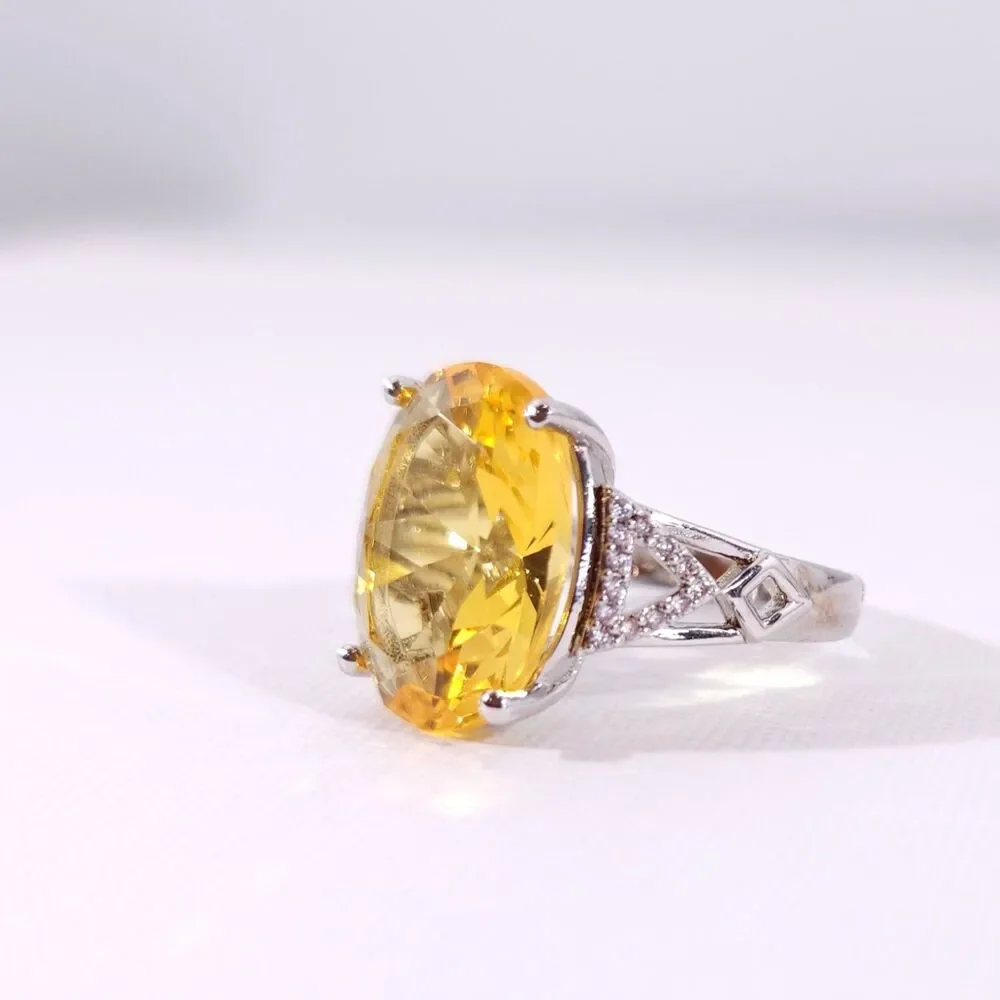 Simulated Yellow CZ Ring Size 8